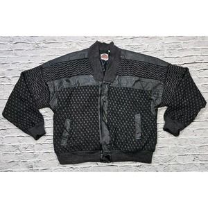 Miller Outerwear Jacket Black Zip Knit Sweater Western Leather VINTAGE MENS L
